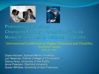 Promoting Inclusion: Changing Faculty Perceptions in Law, Medical, and Health Science Programs