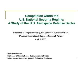 Competition within the U.S. National Security Regime: A Study of the U.S. Aerospace Defense Sector