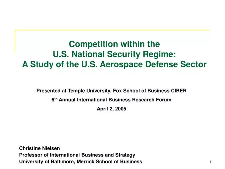 competition within the u s national security regime a study of the u s aerospace defense sector