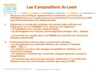 les 5 propositions du leem