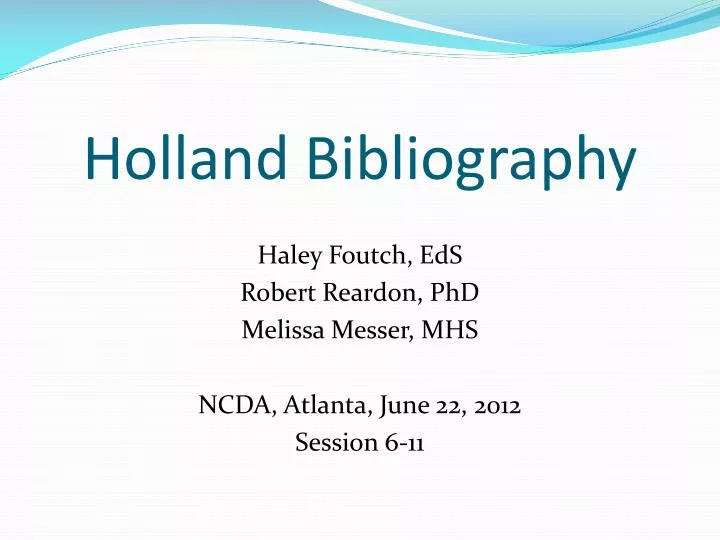 holland bibliography