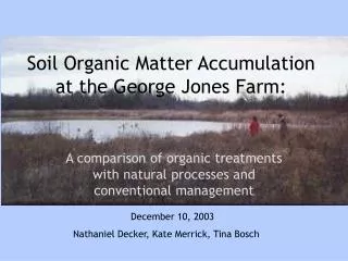 Soil Organic Matter Accumulation at the George Jones Farm: