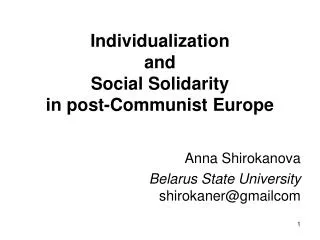 Individualization and Social Solidarity in post-Communist Europe