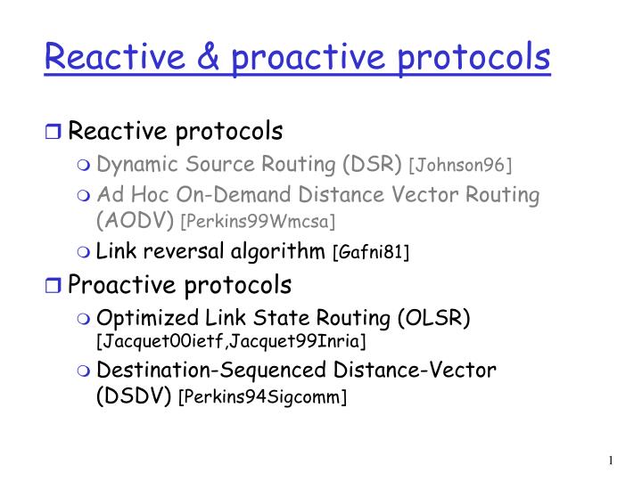 reactive proactive protocols