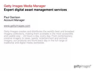 Getty Images Media Manager Expert digital asset management services