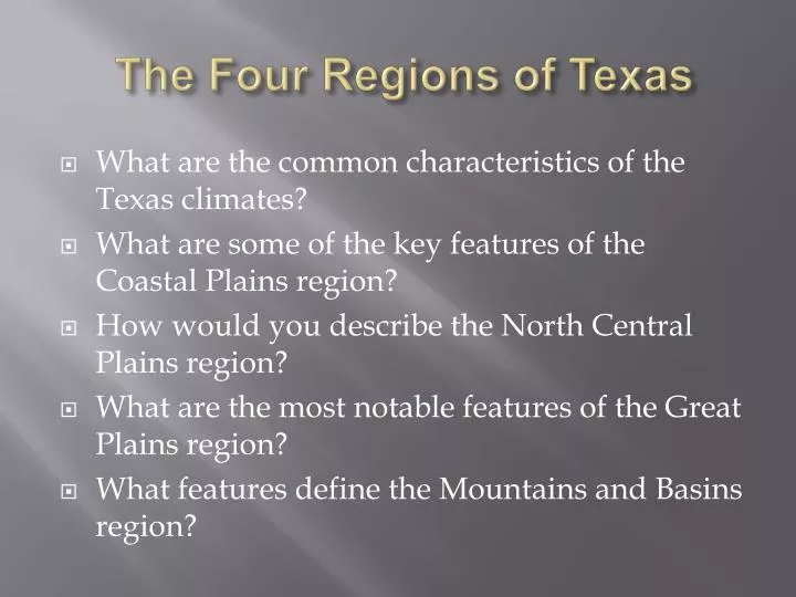 the four regions of texas
