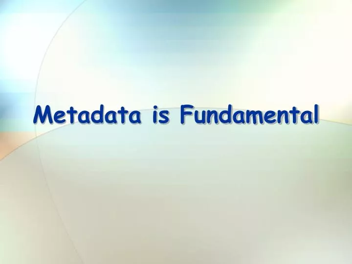metadata is fundamental