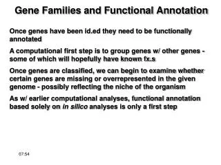 Gene Families and Functional Annotation