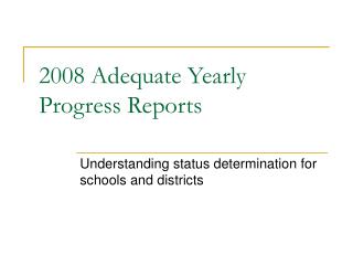 2008 Adequate Yearly Progress Reports