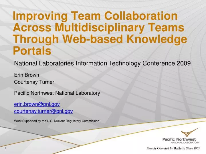 improving team collaboration across multidisciplinary teams through web based knowledge portals
