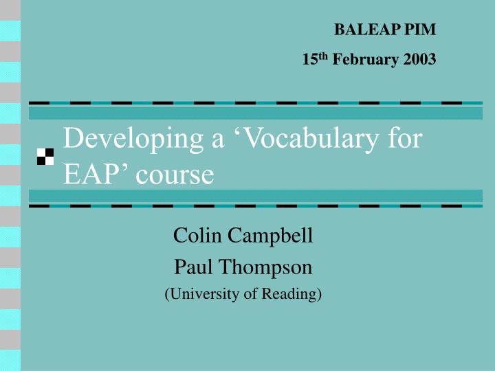 developing a vocabulary for eap course