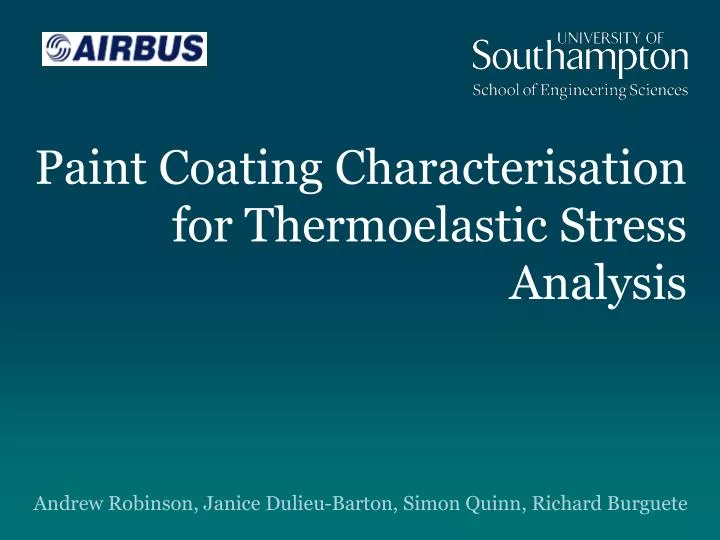 paint coating characterisation for thermoelastic stress analysis