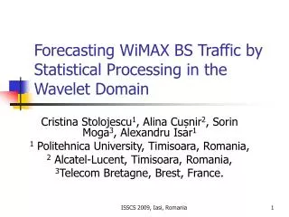 Forecasting WiMAX BS Traffic by Statistical Processing in the Wavelet Domain