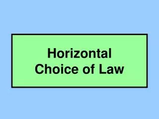 Horizontal Choice of Law
