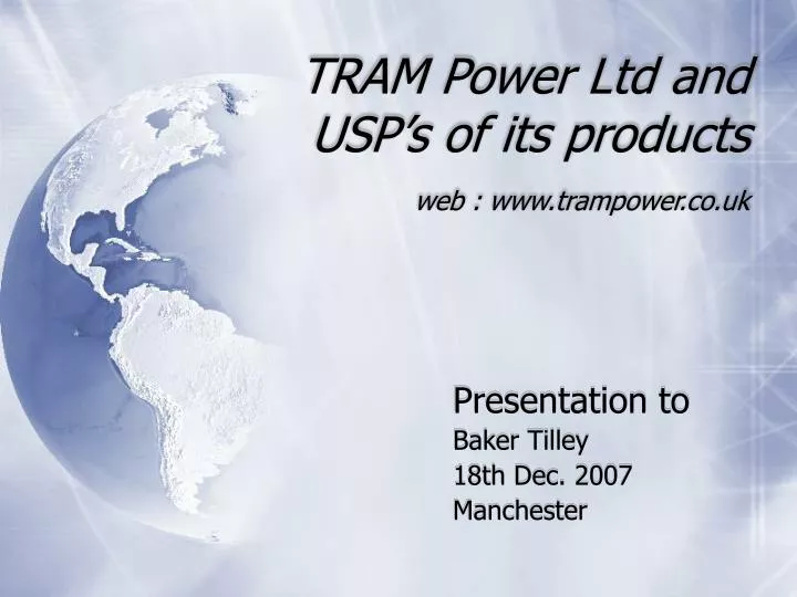 tram power ltd and usp s of its products web www trampower co uk