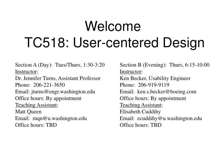 welcome tc518 user centered design