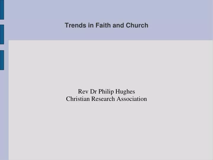 trends in faith and church