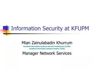 Information Security at KFUPM