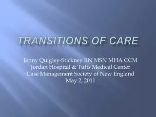 transitions of care