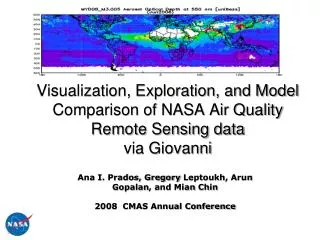 Visualization, Exploration, and Model Comparison of NASA Air Quality Remote Sensing data via Giovanni