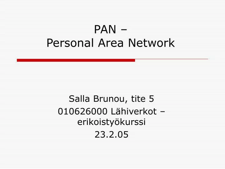 pan personal area network