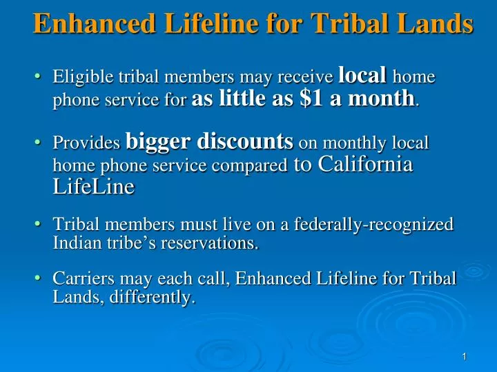 enhanced lifeline for tribal lands