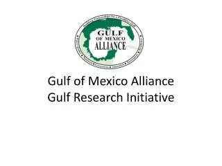 Gulf of Mexico Alliance Gulf Research Initiative