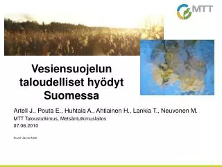 Vesiensuojelun taloudelliset hyödyt Suomessa