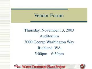 Vendor Forum