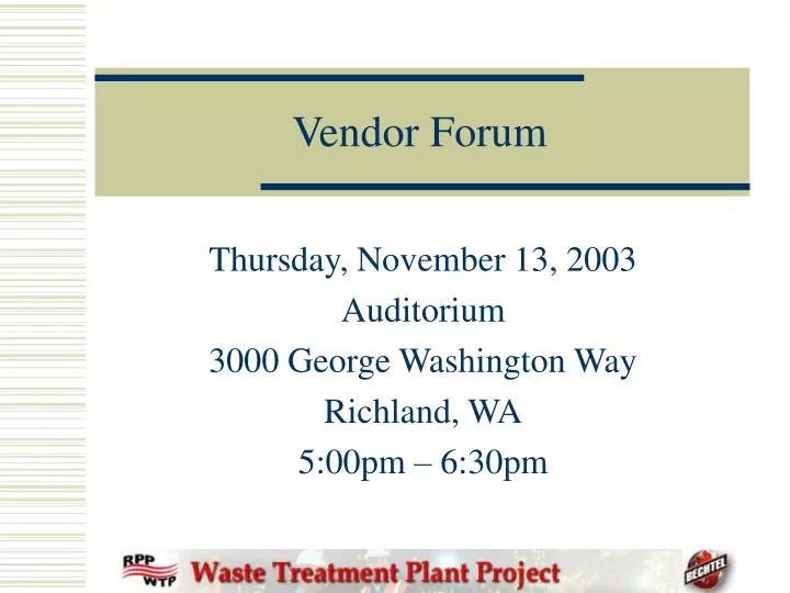 vendor forum