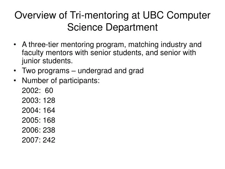overview of tri mentoring at ubc computer science department