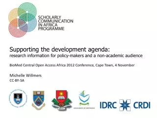 Supporting the development agenda: research information for policy-makers and a non-academic audience
