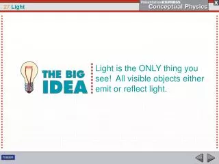 Light is the ONLY thing you see! All visible objects either emit or reflect light.