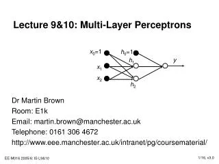 Lecture 9&amp;10: Multi-Layer Perceptrons