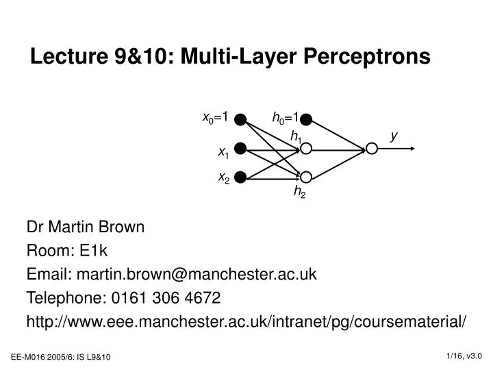lecture 9 10 multi layer perceptrons