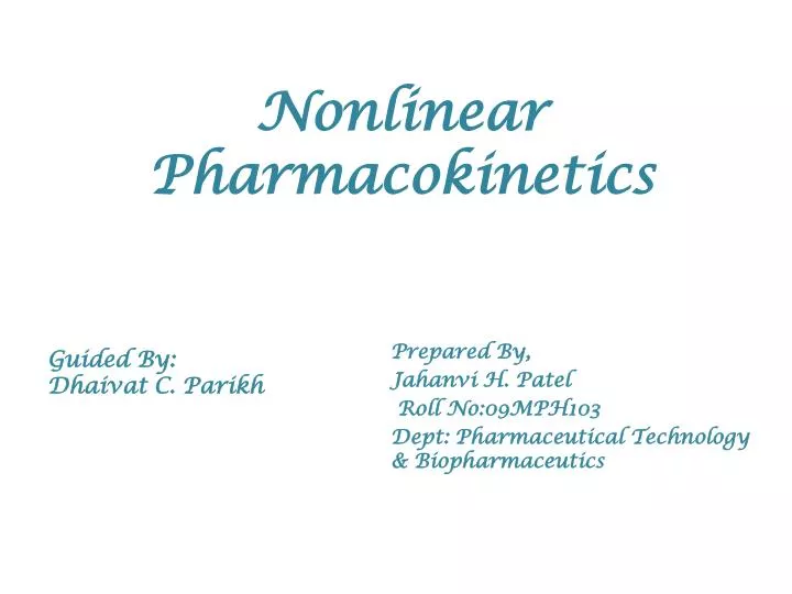 nonlinear pharmacokinetics