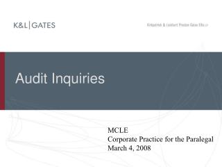 Audit Inquiries