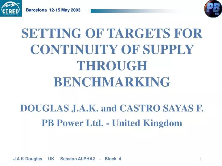 setting of targets for continuity of supply through benchmarking