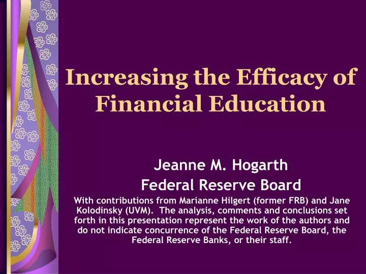 increasing the efficacy of financial education
