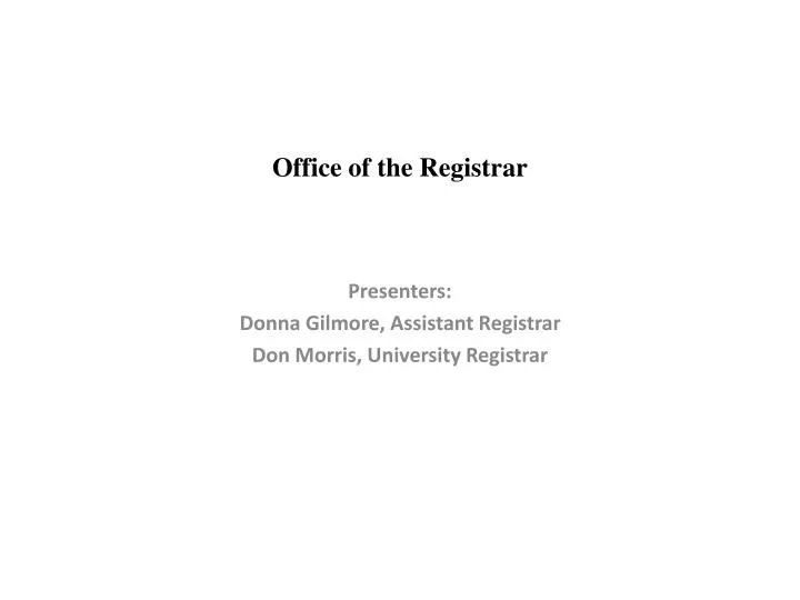 office of the registrar