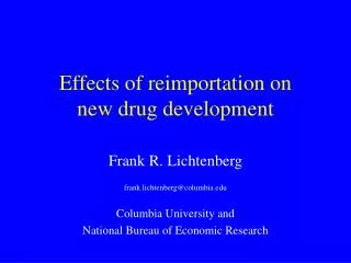 Effects of reimportation on new drug development