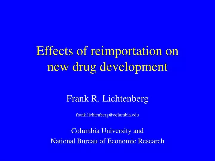 effects of reimportation on new drug development