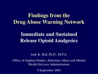 Findings from the Drug Abuse Warning Network