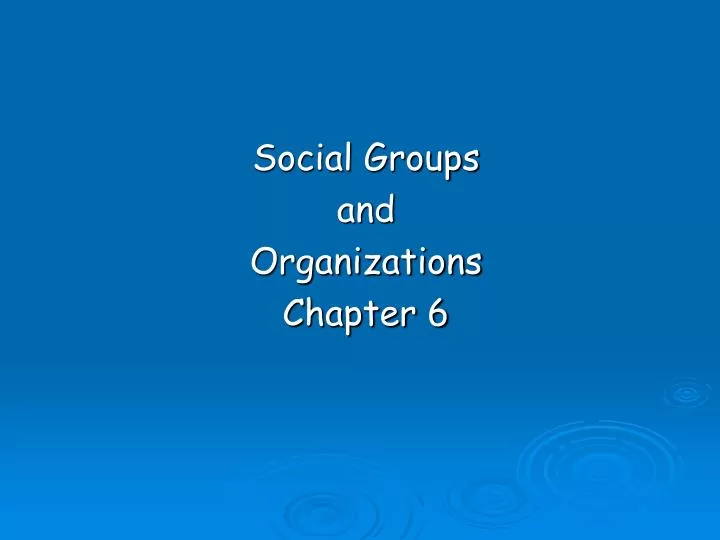 social groups and organizations chapter 6