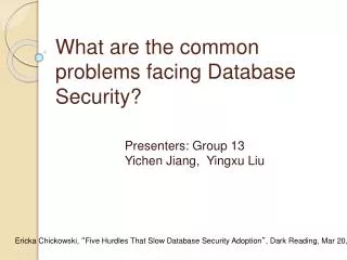 What are the common problems facing Database Security?