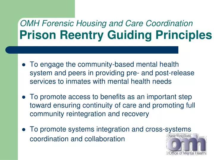 omh forensic housing and care coordination prison reentry guiding principles