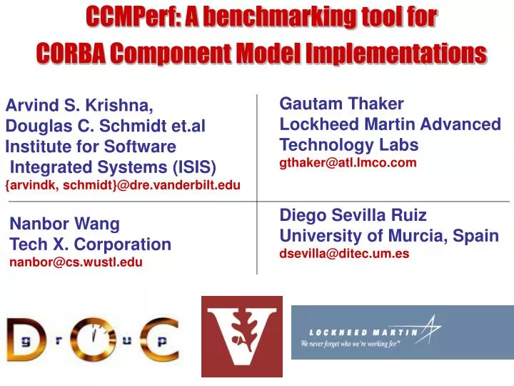 ccmperf a benchmarking tool for corba component model implementations