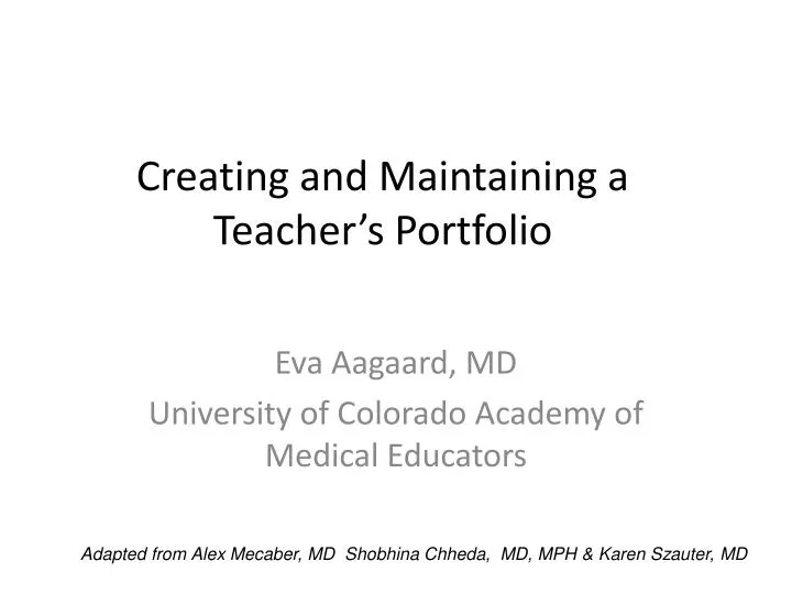 creating and maintaining a teacher s portfolio