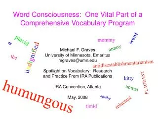 Word Consciousness: One Vital Part of a Comprehensive Vocabulary Program