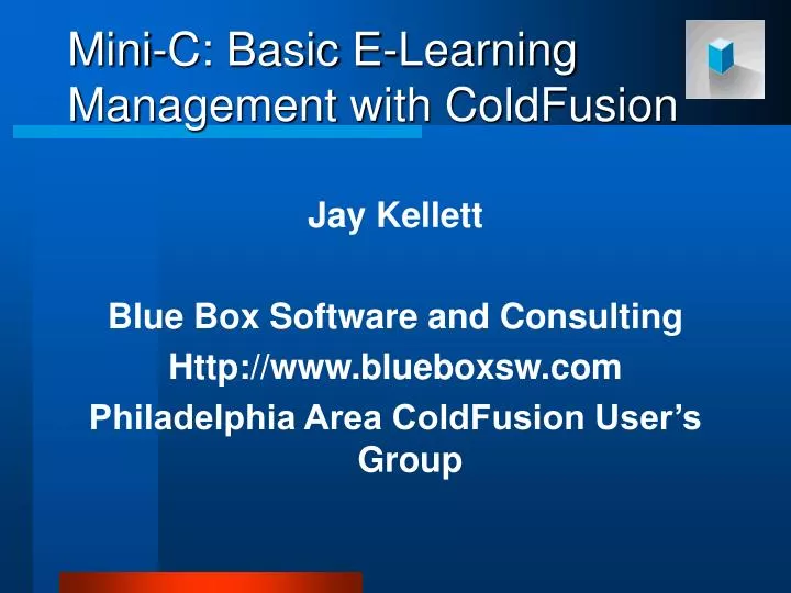 mini c basic e learning management with coldfusion